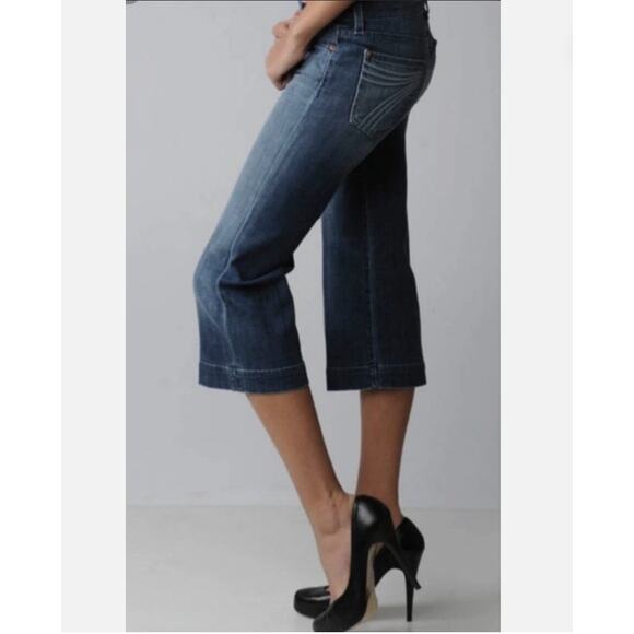7 Seven For All Mankind Crop Dojo Jeans Size 32 Dark Wash Y2K Capri - Picture 1 of 10